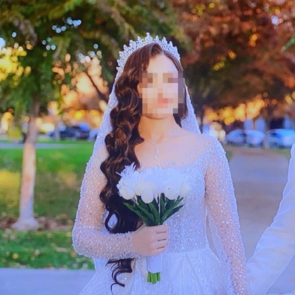 Elegant White Bridal Gown with Veil - Picture 2 of 2